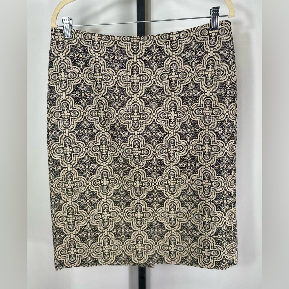 Talbots Black & Gold Metallic Pencil Skirt Size 10